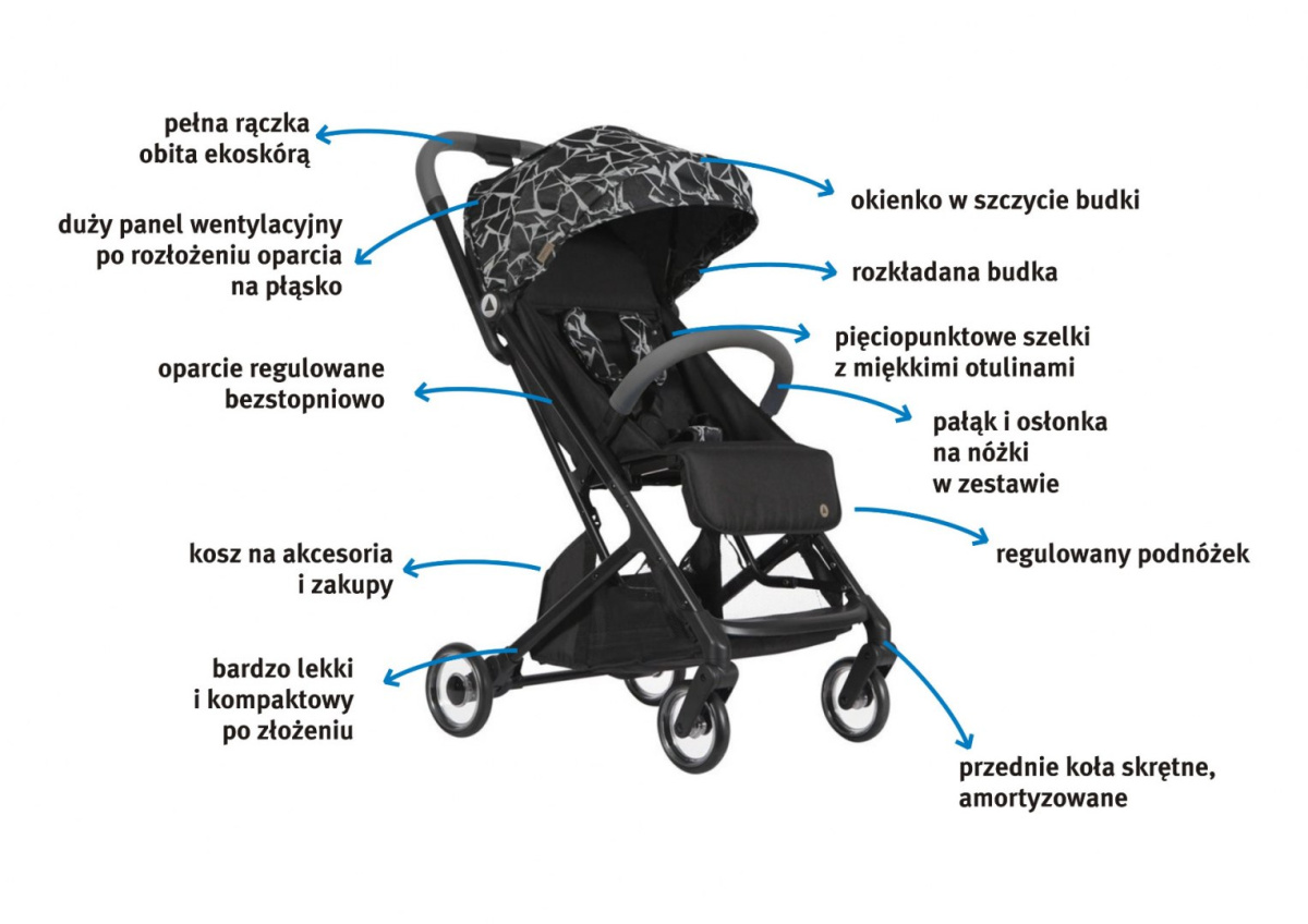 Wózek spacerowy spacerówka Topmark Dani Plus torba czarny Wózek spacerowy spacerówka Topmark Dani Plus torba czarny