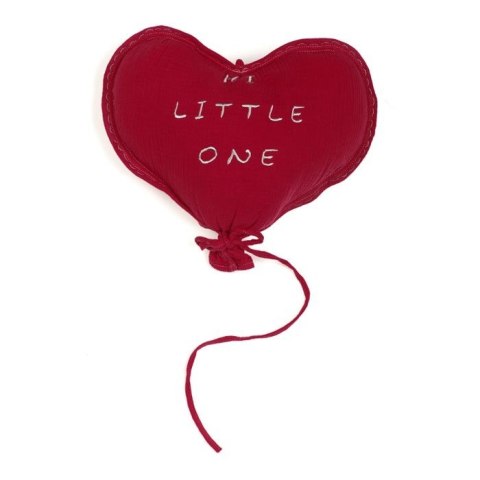 Hi Little One poduszka dekoracyjna do pokoiku BIO muślin HEART Red Hi Little One poduszka dekoracyjna do pokoiku BIO muślin HEART Red