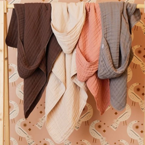 Jollein ręcznik z kapturkiem dla Niemowlaka 75x75 cm MUSLIN Cheastnut Jollein ręcznik z kapturkiem dla Niemowlaka 75x75 cm MUSLIN Cheastnut