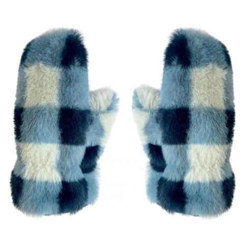 Rockahula Kids rękawiczki zimowe dla dziewczynki Furry Checked Blue 3-6 lat Rockahula Kids rękawiczki zimowe dla dziewczynki Furry Checked Blue 3-6 lat