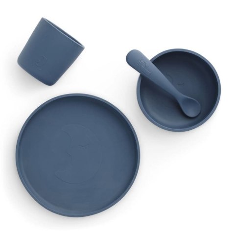 Jollein silikonowa zastawa do nauki samodzielnego jedzenia 4 szt Jeans Blue Jollein silikonowa zastawa do nauki samodzielnego jedzenia 4 szt Jeans Blue