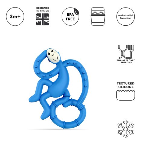 Matchstick Monkey Mini gryzak silikonowy sensoryczny ze szczoteczką Blue Matchstick Monkey Mini gryzak silikonowy sensoryczny ze szczoteczką Blue