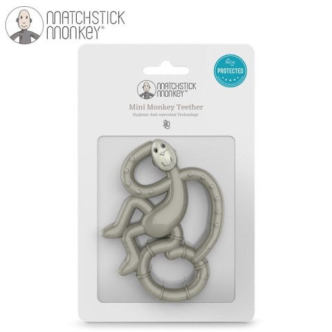 Matchstick Monkey Mini gryzak silikonowy sensoryczny ze szczoteczką Grey Matchstick Monkey Mini gryzak silikonowy sensoryczny ze szczoteczką Grey