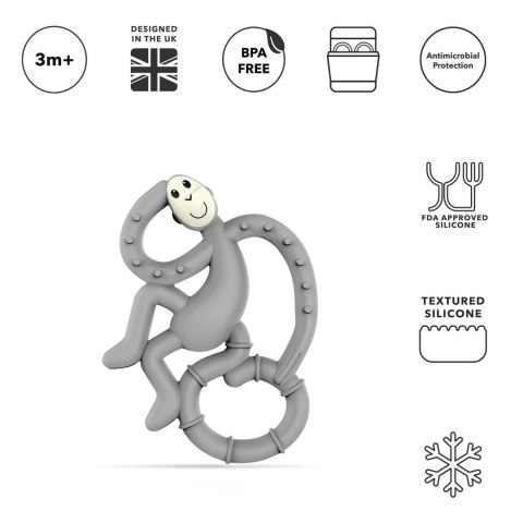Matchstick Monkey Mini gryzak silikonowy sensoryczny ze szczoteczką Grey Matchstick Monkey Mini gryzak silikonowy sensoryczny ze szczoteczką Grey