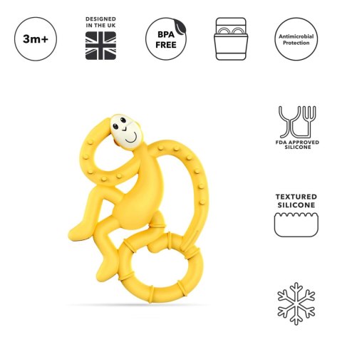 Matchstick Monkey Mini gryzak silikonowy sensoryczny ze szczoteczką Yellow Matchstick Monkey Mini gryzak silikonowy sensoryczny ze szczoteczką Yellow