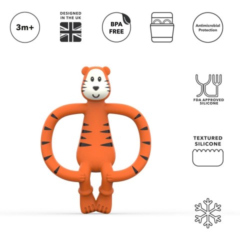 Matchstick Monkey gryzak silikonowy sensoryczny z mini szczoteczką Animals Tygrysek Matchstick Monkey gryzak silikonowy sensoryczny z mini szczoteczką Animals Tygrysek