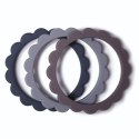 Mushie - 3 gryzaki silikonowe bransoletki FLOWER Dove Gray/Steel/Stone Mushie - 3 gryzaki silikonowe bransoletki FLOWER Dove Gray/Steel/Stone