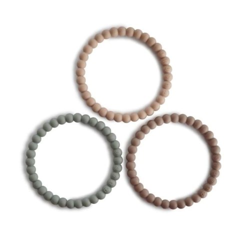 Mushie - 3 silikonowe bransoletki gryzaki PEARL Clary Sage Tuscany Desert Sand Mushie - 3 silikonowe bransoletki gryzaki PEARL Clary Sage Tuscany Desert Sand