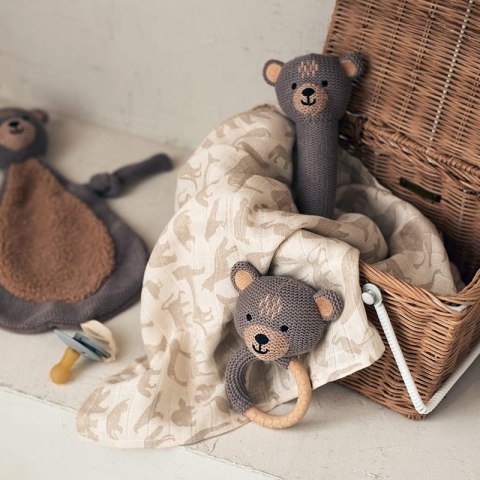 Jollein gryzak silikonowy z grzechotką Miś BEAR Jollein gryzak silikonowy z grzechotką Miś BEAR