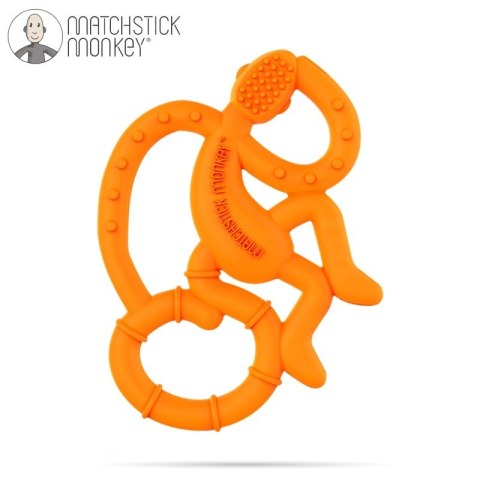 Matchstick Monkey Mini gryzak silikonowy sensoryczny ze szczoteczką Orange Matchstick Monkey Mini gryzak silikonowy sensoryczny ze szczoteczką Orange
