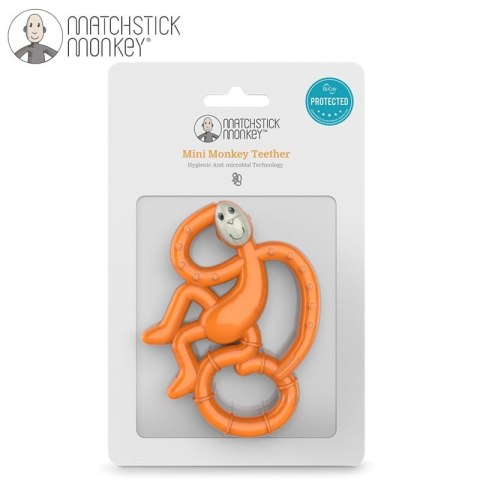 Matchstick Monkey Mini gryzak silikonowy sensoryczny ze szczoteczką Orange Matchstick Monkey Mini gryzak silikonowy sensoryczny ze szczoteczką Orange