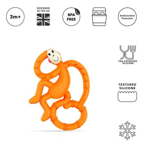 Matchstick Monkey Mini gryzak silikonowy sensoryczny ze szczoteczką Orange Matchstick Monkey Mini gryzak silikonowy sensoryczny ze szczoteczką Orange