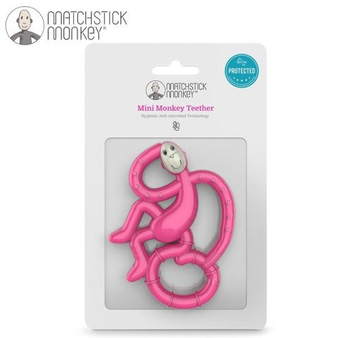 Matchstick Monkey Mini gryzak silikonowy sensoryczny ze szczoteczką Pink Matchstick Monkey Mini gryzak silikonowy sensoryczny ze szczoteczką Pink