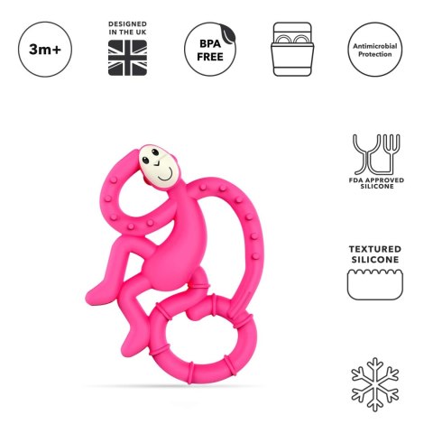 Matchstick Monkey Mini gryzak silikonowy sensoryczny ze szczoteczką Pink Matchstick Monkey Mini gryzak silikonowy sensoryczny ze szczoteczką Pink