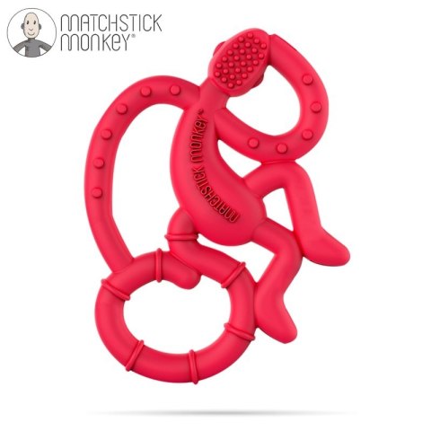 Matchstick Monkey Mini gryzak silikonowy sensoryczny ze szczoteczką Red Matchstick Monkey Mini gryzak silikonowy sensoryczny ze szczoteczką Red