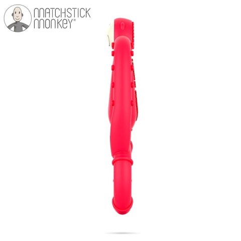 Matchstick Monkey Mini gryzak silikonowy sensoryczny ze szczoteczką Red Matchstick Monkey Mini gryzak silikonowy sensoryczny ze szczoteczką Red