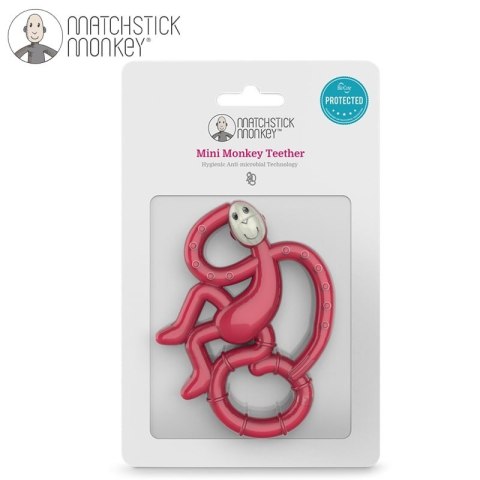 Matchstick Monkey Mini gryzak silikonowy sensoryczny ze szczoteczką Red Matchstick Monkey Mini gryzak silikonowy sensoryczny ze szczoteczką Red