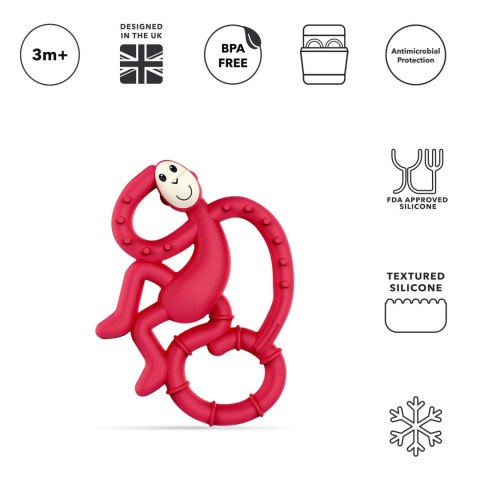 Matchstick Monkey Mini gryzak silikonowy sensoryczny ze szczoteczką Red Matchstick Monkey Mini gryzak silikonowy sensoryczny ze szczoteczką Red