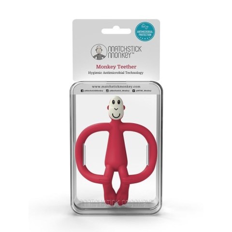Matchstick Monkey gryzak silikonowy sensoryczny ze szczoteczką BioCote Velvet Red Matchstick Monkey gryzak silikonowy sensoryczny ze szczoteczką BioCote Velvet Red