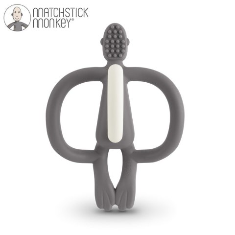 Matchstick Monkey gryzak silikonowy sensoryczny ze szczoteczką Szary Matchstick Monkey gryzak silikonowy sensoryczny ze szczoteczką Szary