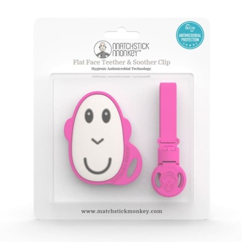 Matchstick Monkey gryzak silikonowy sensoryczny z zawieszką silikonową Pink Matchstick Monkey gryzak silikonowy sensoryczny z zawieszką silikonową Pink