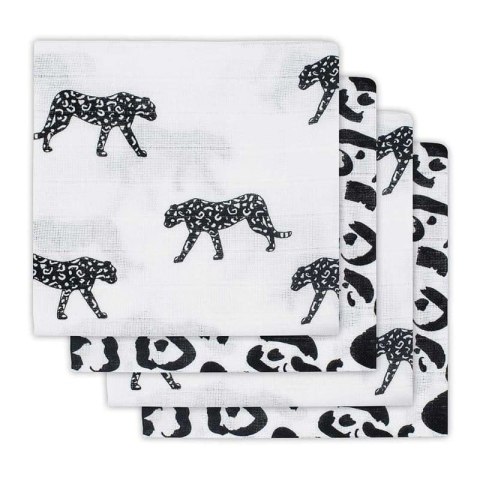 Jollein 4 pieluszki niemowlęce Hydrophlic 70x70 cm LEOPARD Black & White Jollein 4 pieluszki niemowlęce Hydrophlic 70x70 cm LEOPARD Black & White