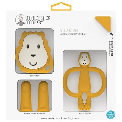 Matchstick Monkey zestaw do higieny jamy ustnej niemowlaka 4 szt Lion Matchstick Monkey zestaw do higieny jamy ustnej niemowlaka 4 szt Lion