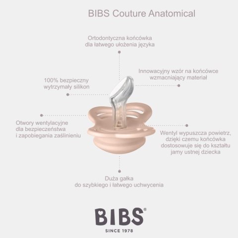 BIBS COUTURE BLUSH S Smoczek ortodontyczny silikonowy BIBS COUTURE BLUSH S Smoczek ortodontyczny silikonowy