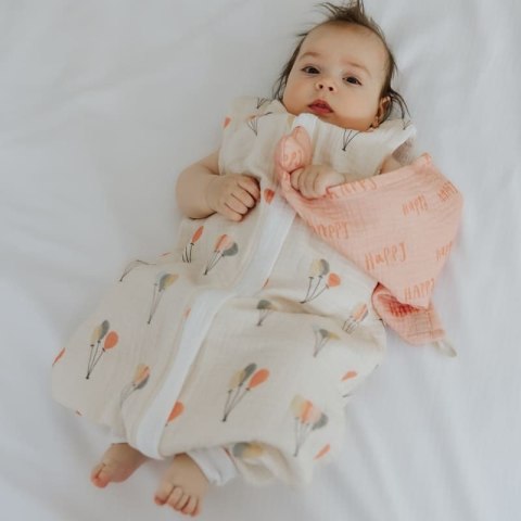 Hi Little One śpiworek do spania z nogawkami dwustronny TOG 1,0 organiczny BIO muślin BALOONS/WHITE roz S muumee Hi Little One śpiworek do spania z nogawkami dwustronny TOG 1,0 organiczny BIO muślin BALOONS/WHITE roz S muumee