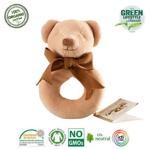 Maud N Lil Grzechotka organiczna miękka z BIO bawełny GOTS Cubby the Teddy Ring Rattle Maud N Lil Grzechotka organiczna miękka z BIO bawełny GOTS Cubby the Teddy Ring Rattle