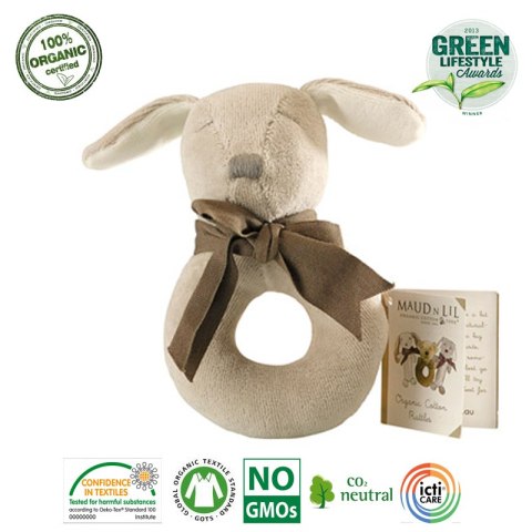 Maud N Lil Grzechotka organiczna miękka z BIO bawełny GOTS Paws the Puppy Ring Rattle Maud N Lil Grzechotka organiczna miękka z BIO bawełny GOTS Paws the Puppy Ring Rattle