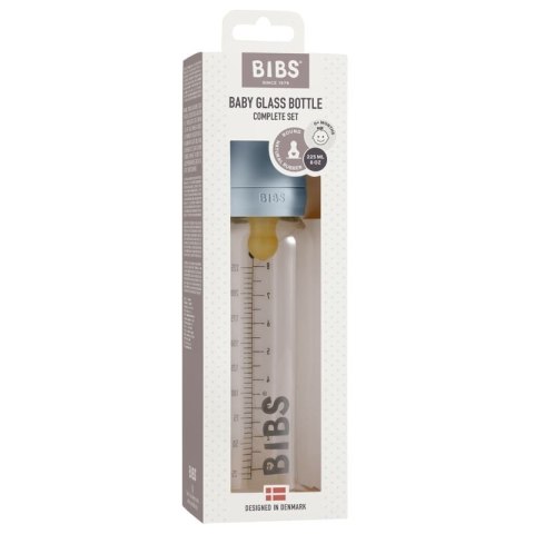 BIBS BUTELKA SZKLANA ze smoczkiem antykolkowym z kauczuku, pojemność 225 ml, BABY BLUE BIBS BUTELKA SZKLANA ze smoczkiem antykolkowym z kauczuku, pojemność 225 ml, BABY BLUE