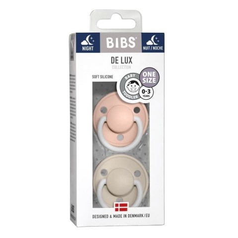BIBS DE LUX 2-PACK BLUSH NIGHT & VANILLA NIGHT Smoczek uspokajający silikonowy ONE SIZE BIBS DE LUX 2-PACK BLUSH NIGHT & VANILLA NIGHT Smoczek uspokajający silikonowy ONE SIZE