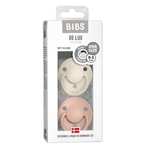 BIBS DE LUX 2-PACK IVORY & BLUSH Smoczek uspokajający silikonowy ONE SIZE BIBS DE LUX 2-PACK IVORY & BLUSH Smoczek uspokajający silikonowy ONE SIZE