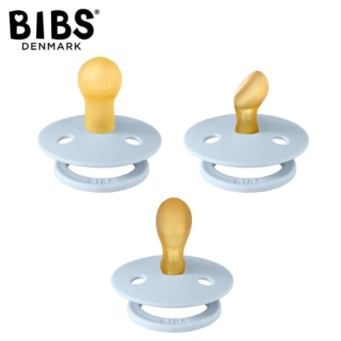 BIBS TRY-IT zestaw 3 szt smoczków niemowlęcych o różnych ustnikach BABY BLUE BIBS TRY-IT zestaw 3 szt smoczków niemowlęcych o różnych ustnikach BABY BLUE