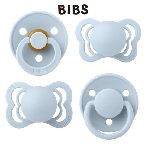 BIBS TRY-IT zestaw 4 szt smoczków niemowlęcych o różnych ustnikach BABY BLUE BIBS TRY-IT zestaw 4 szt smoczków niemowlęcych o różnych ustnikach BABY BLUE