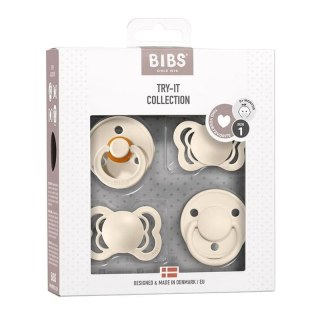 BIBS TRY-IT zestaw 4 szt smoczków niemowlęcych o różnych ustnikach IVORY