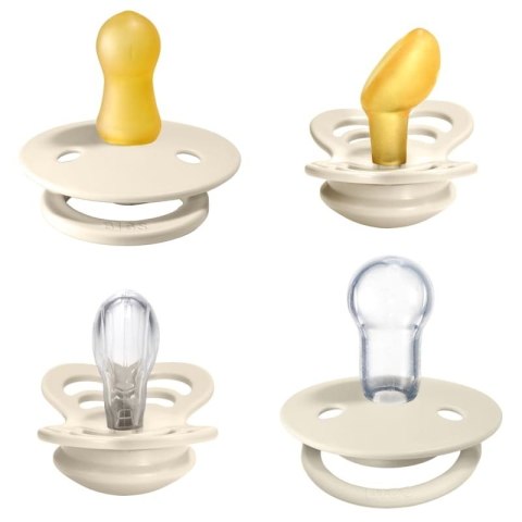 BIBS TRY-IT zestaw 4 szt smoczków niemowlęcych o różnych ustnikach IVORY BIBS TRY-IT zestaw 4 szt smoczków niemowlęcych o różnych ustnikach IVORY
