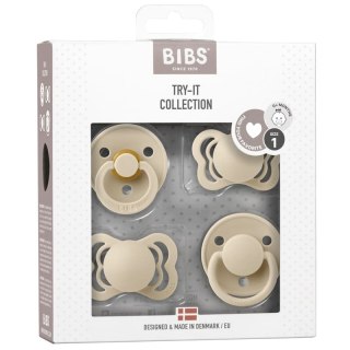 BIBS TRY-IT zestaw 4 szt smoczków niemowlęcych o różnych ustnikach VANILLA