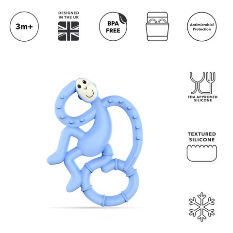 Matchstick Monkey Mini gryzak silikonowy sensoryczny ze szczoteczką Light Blue Matchstick Monkey Mini gryzak silikonowy sensoryczny ze szczoteczką Light Blue