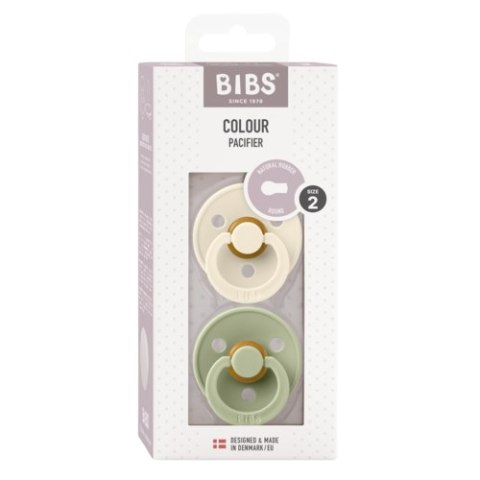 BIBS COLOUR 2-PACK SAGE & IVORY M Smoczek Uspokajający kauczuk Hevea BIBS COLOUR 2-PACK SAGE & IVORY M Smoczek Uspokajający kauczuk Hevea