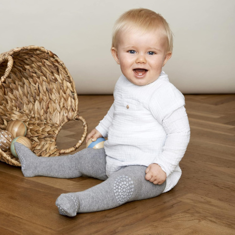 GoBabyGo antypoślizgowe rajstopy do raczkowania i nauki chodzenia WOOL Grey Melange 12 m+ GoBabyGo antypoślizgowe rajstopy do raczkowania i nauki chodzenia WOOL Grey Melange 12 m+
