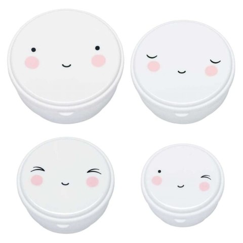 A Little Lovely Company - 4 pojemniki śniadaniowe Snack Box Happy Face A Little Lovely Company - 4 pojemniki śniadaniowe Snack Box Happy Face