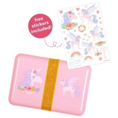 A Little Lovely Company - Śniadaniówka Lunchbox Jednorożec z naklejkami A Little Lovely Company - Śniadaniówka Lunchbox Jednorożec z naklejkami