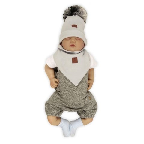 Hi Little One czapka z chustą komplet ALPACA BOHO Grey S Pom Pom Hi Little One czapka z chustą komplet ALPACA BOHO Grey S Pom Pom