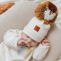 Hi Little One czapka z chustą komplet ALPACA BOHO Ivory S Pom Pom Hi Little One czapka z chustą komplet ALPACA BOHO Ivory S Pom Pom