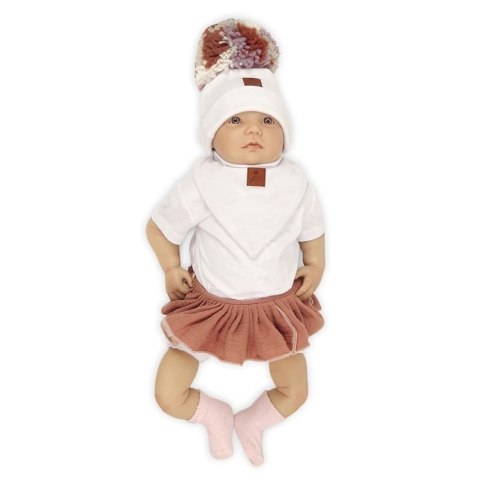 Hi Little One czapka z chustą komplet ALPACA BOHO White/Rust S Pom Pom Hi Little One czapka z chustą komplet ALPACA BOHO White/Rust S Pom Pom