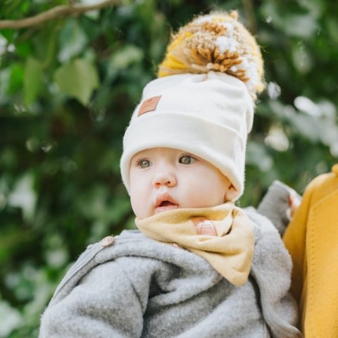 Hi Little One czapka zimowa niemowlęca ALPACA BOHO Ivory/Brown M Pom Pom Hi Little One czapka zimowa niemowlęca ALPACA BOHO Ivory/Brown M Pom Pom