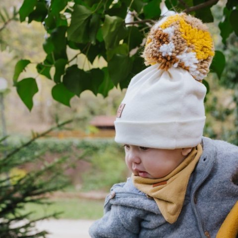 Hi Little One czapka zimowa niemowlęca ALPACA BOHO Ivory/Brown M Pom Pom Hi Little One czapka zimowa niemowlęca ALPACA BOHO Ivory/Brown M Pom Pom