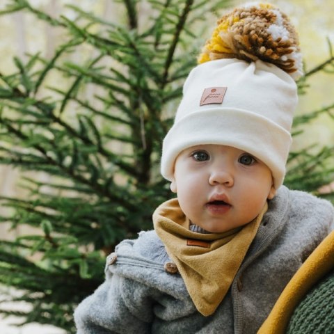 Hi Little One czapka zimowa niemowlęca ALPACA BOHO Ivory/Brown M Pom Pom Hi Little One czapka zimowa niemowlęca ALPACA BOHO Ivory/Brown M Pom Pom